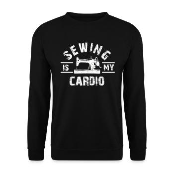 Nähen ist mein Cardio-Gerät Quilten Frauen Vintage - Unisex Pullover - Schwarz - Vorne - Alina (178cm) & Michal (187cm)