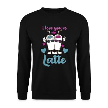 Je t’aime un latte - Sweat-shirt Unisexe - noir - Devant - Alina (178cm) & Michal (187cm)