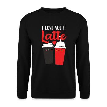 Je t’aime un latte - Sweat-shirt Unisexe - noir - Devant - Alina (178cm) & Michal (187cm)