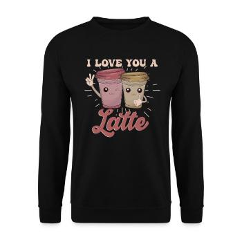 Je t’aime un latte - Sweat-shirt Unisexe - noir - Devant - Alina (178cm) & Michal (187cm)