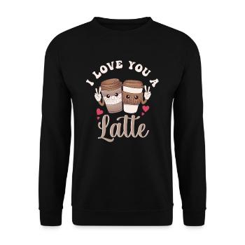 Je t’aime un latte - Sweat-shirt Unisexe - noir - Devant - Alina (178cm) & Michal (187cm)