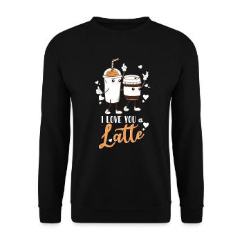 Je t’aime un latte - Sweat-shirt Unisexe - noir - Devant - Alina (178cm) & Michal (187cm)
