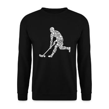 Floorball Symbols Floorballer Boys Floorball - Unisex Sweatshirt - black - Front - Alina (178cm) & Michal (187cm)