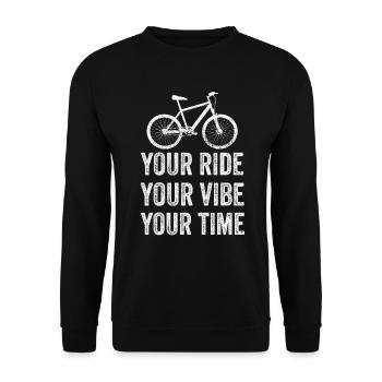 Mountainbike Deine Fahrt Dein Vibe Deine Zeit - Unisex Pullover - Schwarz - Vorne - Alina (178cm) & Michal (187cm)