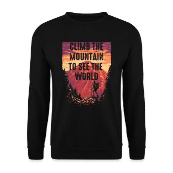 Climb The Mountain To See The World - Unisex Sweatshirt - black - Front - Alina (178cm) & Michal (187cm)