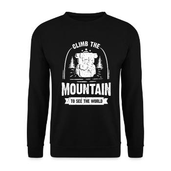 Erklimmen Sie den Berg, um die Welt zu sehen - Unisex Pullover - Schwarz - Vorne - Alina (178cm) & Michal (187cm)