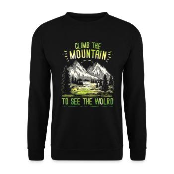 Erklimmen Sie den Berg, um die Welt zu sehen - Unisex Pullover - Schwarz - Vorne - Alina (178cm) & Michal (187cm)