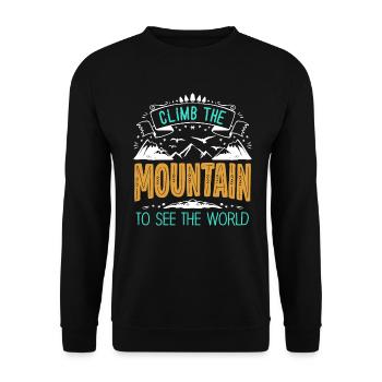Erklimmen Sie den Berg, um die Welt zu sehen - Unisex Pullover - Schwarz - Vorne - Alina (178cm) & Michal (187cm)