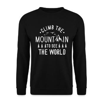 Erklimmen Sie den Berg, um die Welt zu sehen - Unisex Pullover - Schwarz - Vorne - Alina (178cm) & Michal (187cm)