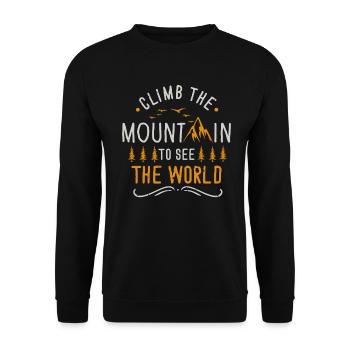 Erklimmen Sie den Berg, um die Welt zu sehen - Unisex Pullover - Schwarz - Vorne - Alina (178cm) & Michal (187cm)