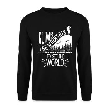 Erklimmen Sie den Berg, um die Welt zu sehen - Unisex Pullover - Schwarz - Vorne - Alina (178cm) & Michal (187cm)