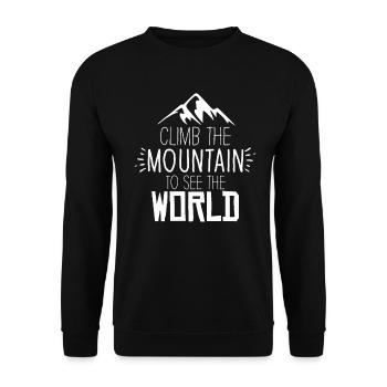 Erklimmen Sie den Berg, um die Welt zu sehen - Unisex Pullover - Schwarz - Vorne - Alina (178cm) & Michal (187cm)