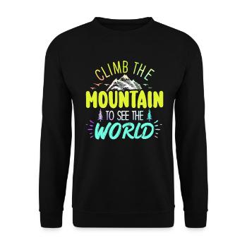 Erklimmen Sie den Berg, um die Welt zu sehen - Unisex Pullover - Schwarz - Vorne - Alina (178cm) & Michal (187cm)