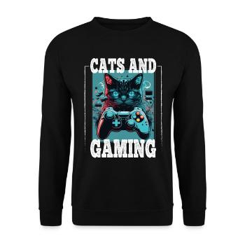 Cats and Gaming Cat Kitten Controller Gaming - Unisex Sweatshirt - black - Front - Alina (178cm) & Michal (187cm)