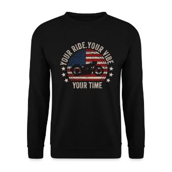 Your Ride Your Vibe Your Time Cruiser American - Unisex Sweatshirt - black - Front - Alina (178cm) & Michal (187cm)