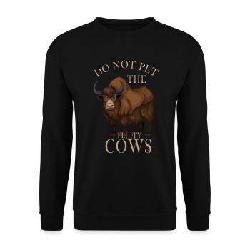 Streicheln Sie nicht die flauschigen Kühe - Unisex Pullover - Schwarz - Vorne - Alina (178cm) & Michal (187cm)