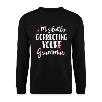Je corrige silencieusement votre grammaire - Sweat-shirt Unisexe - noir - Devant - Alina (178cm) & Michal (187cm)