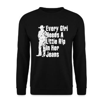Chaque fille a besoin d’une petite déchirure dans son jean - Sweat-shirt Unisexe - noir - Devant - Alina (178cm) & Michal (187cm)
