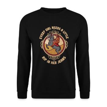 Chaque fille a besoin d’une petite déchirure dans son jean - Sweat-shirt Unisexe - noir - Devant - Alina (178cm) & Michal (187cm)