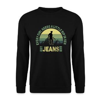 Chaque fille a besoin d’une petite déchirure dans son jean - Sweat-shirt Unisexe - noir - Devant - Alina (178cm) & Michal (187cm)