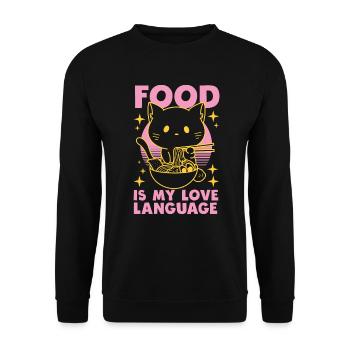 Essen ist meine Liebessprache - Unisex Pullover - Schwarz - Vorne - Alina (178cm) & Michal (187cm)
