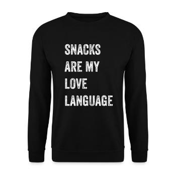 Snacks sind meine Liebessprache - Unisex Pullover - Schwarz - Vorne - Alina (178cm) & Michal (187cm)