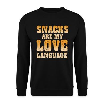 Snacks sind meine Liebessprache - Unisex Pullover - Schwarz - Vorne - Alina (178cm) & Michal (187cm)