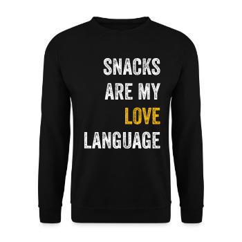 Snacks sind meine Liebessprache - Unisex Pullover - Schwarz - Vorne - Alina (178cm) & Michal (187cm)