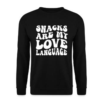 Snacks sind meine Liebessprache - Unisex Pullover - Schwarz - Vorne - Alina (178cm) & Michal (187cm)