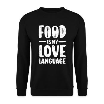 Essen ist meine Liebessprache - Unisex Pullover - Schwarz - Vorne - Alina (178cm) & Michal (187cm)