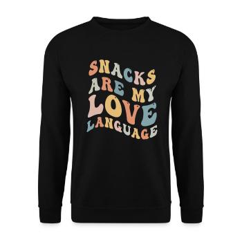 Snacks sind meine Liebessprache - Unisex Pullover - Schwarz - Vorne - Alina (178cm) & Michal (187cm)