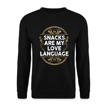 Snacks sind meine Liebessprache - Unisex Pullover - Schwarz - Vorne - Alina (178cm) & Michal (187cm)