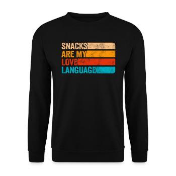 Snacks sind meine Liebessprache - Unisex Pullover - Schwarz - Vorne - Alina (178cm) & Michal (187cm)