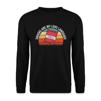 Snacks sind meine Liebessprache - Unisex Pullover - Schwarz - Vorne - Alina (178cm) & Michal (187cm)