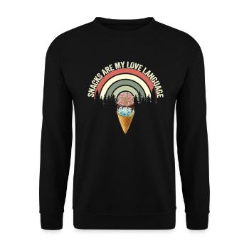 Snacks sind meine Liebessprache - Unisex Pullover - Schwarz - Vorne - Alina (178cm) & Michal (187cm)