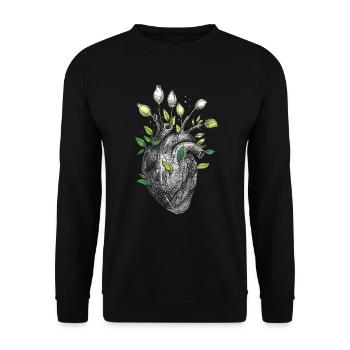 Anatomical Heart And Flowers - Unisex Sweatshirt - black - Front - Alina (178cm) & Michal (187cm)