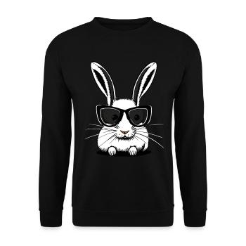 Weisser Hase mit Sonnenbrille Osterhase - Unisex Pullover - Schwarz - Vorne - Alina (178cm) & Michal (187cm)