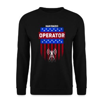 Ham Radio Operator US Flag - Unisex Sweatshirt - black - Front - Alina (178cm) & Michal (187cm)