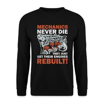 Mechaniker sterben niemals Auto-Enthusiast - Unisex Pullover - Schwarz - Vorne - Alina (178cm) & Michal (187cm)