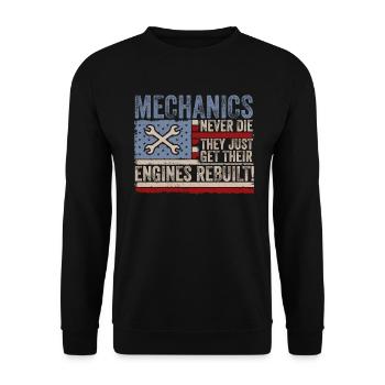 Mechaniker sterben niemals Auto-Enthusiast - Unisex Pullover - Schwarz - Vorne - Alina (178cm) & Michal (187cm)