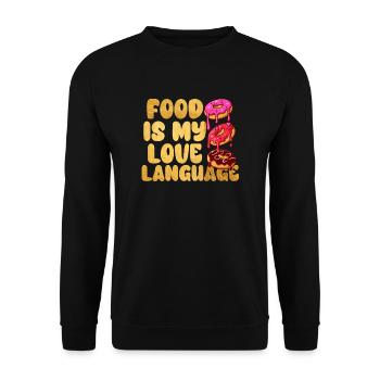 Essen ist meine Liebessprache - Unisex Pullover - Schwarz - Vorne - Alina (178cm) & Michal (187cm)