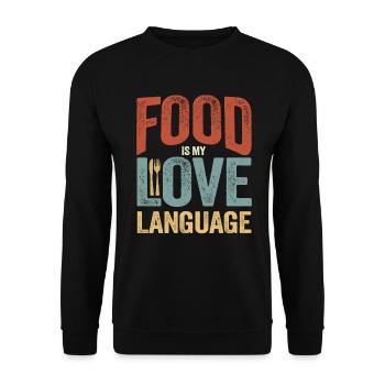 Essen ist meine Liebessprache - Unisex Pullover - Schwarz - Vorne - Alina (178cm) & Michal (187cm)