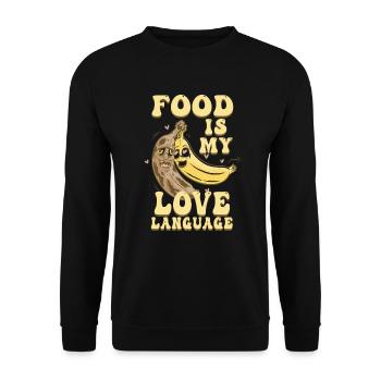 Essen ist meine Liebessprache - Unisex Pullover - Schwarz - Vorne - Alina (178cm) & Michal (187cm)