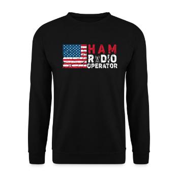 Ham Radio Operator US Flag - Unisex Sweatshirt - black - Front - Alina (178cm) & Michal (187cm)
