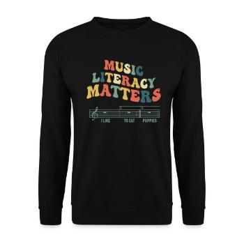 La littératie musicale, ça compte - Sweat-shirt Unisexe - noir - Devant - Alina (178cm) & Michal (187cm)