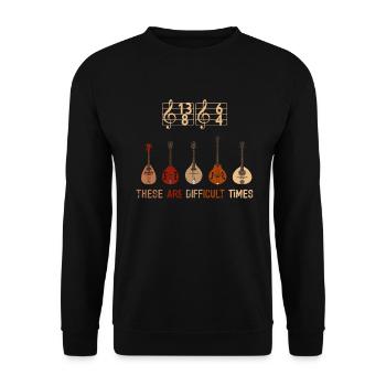 These Are Difficult Times Funny Music Pun - Unisex Sweatshirt - black - Front - Alina (178cm) & Michal (187cm)