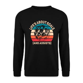 Life Is About Goals And Assists Futbol Soccer - Unisex Sweatshirt - black - Front - Alina (178cm) & Michal (187cm)