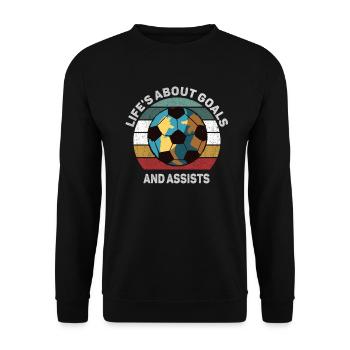 Life Is About Goals And Assists Futbol Soccer - Unisex Sweatshirt - black - Front - Alina (178cm) & Michal (187cm)