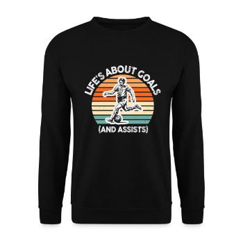 Life Is About Goals And Assists Futbol Soccer - Unisex Sweatshirt - black - Front - Alina (178cm) & Michal (187cm)