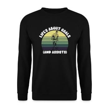 Life Is About Goals And Assists Futbol Soccer - Unisex Sweatshirt - black - Front - Alina (178cm) & Michal (187cm)